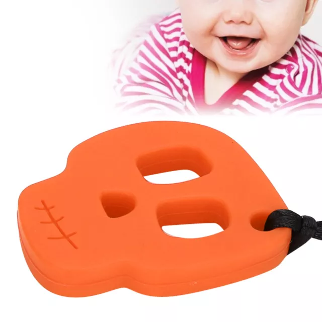 (Orange)Silicone Baby Teether Pendant Safe Soothing Infant Chewing Teething GSA