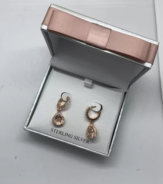 $60 Nwt Lord And Taylor Rose Gold Tone Tear Drop Crystal Earring- Jc300 3