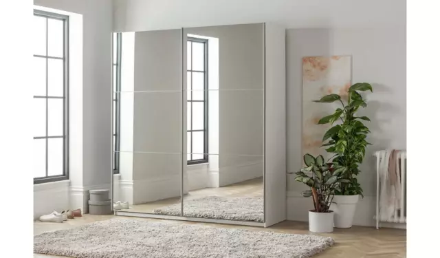 Holsted Mirrored Large Sliding Wardrobe - White