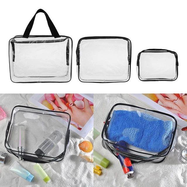 Transparent Zippered  Cosmetic Toiletry Bag Organizer  Makeup Pouch