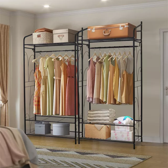 Ultra Sturdy Metal Clothes Rail Storage Garment Shelf Clothing Hanging Shoe Rack