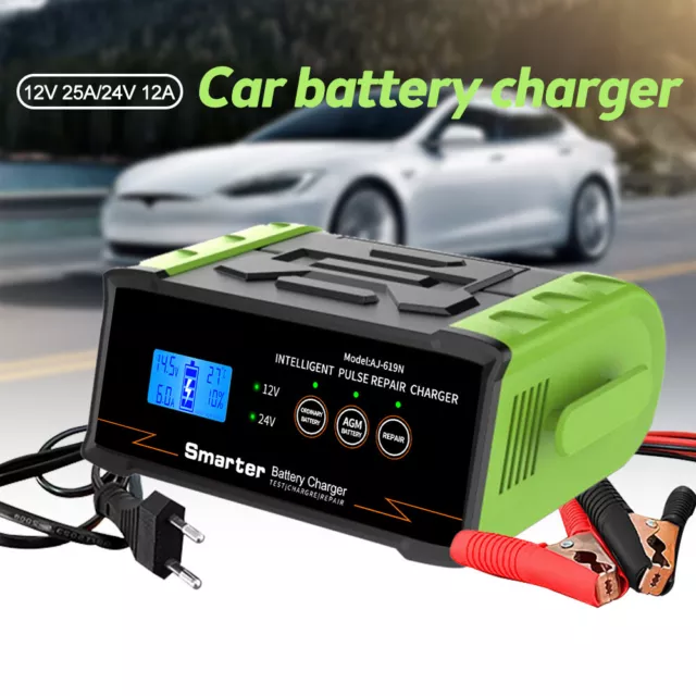 400W 12V 24V Car Battery Charger Smart Pulse Repair Car Truck Boat Motorcycle