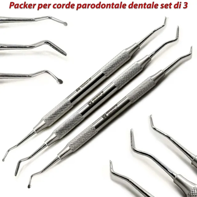 Strumenti di retrazione gengivale dentale imballatore per corde parodontale 3 pz