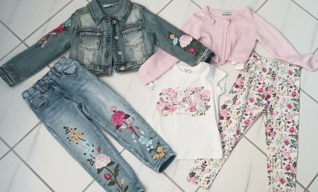 Monnalisa girl bundle 4-5 years outfit mix mutch flowers embroidery denim set 2