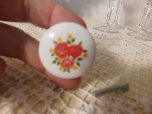 3 Amerock Blanc Avec Porte En Céramique Fleur, Bouton De Tiroir, Traction, Bp-725A-Cw3