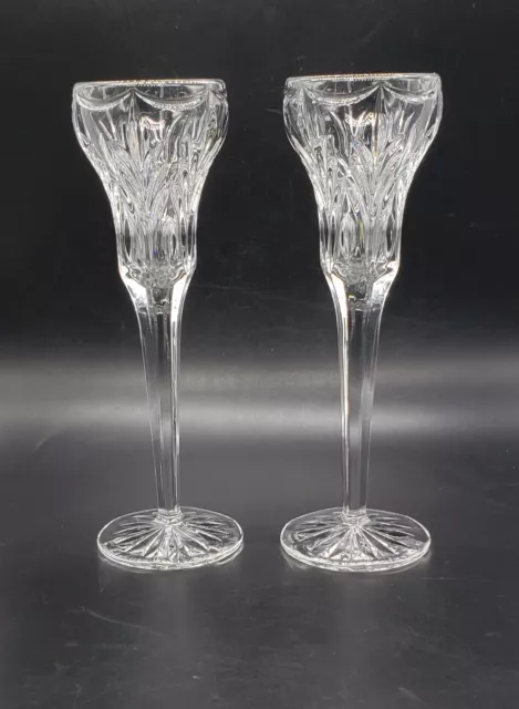Waterford 2 Marquis Canterbury Crystal Candlesticks Candle Holders.8 1/2 "