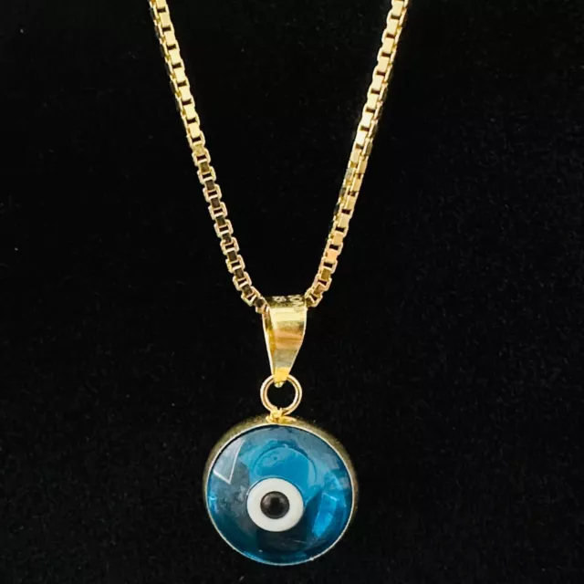 20”/1mm/3.95gr./14K Solid Gold Box Chain&14K Gold 🧿pendant(2set)