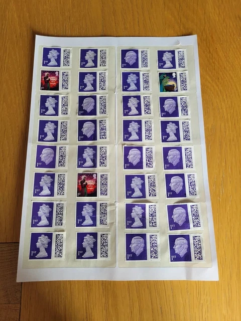 32 UK 1ST Class Used Postage Stamps Unfranked And Barcoded £21.99 ...
