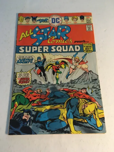 All-Star Comics #58 1976 Dc 1St App Of Powergirl Stain On Back Cover Vg