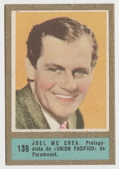 Joel McCrea 1952 Fernando Fuentes Tobacco Card #139 Fedora Film Star E5