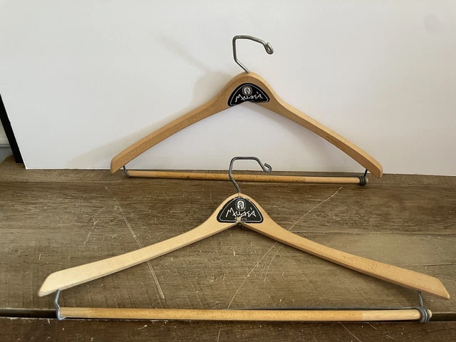Lot/2 Pair Vintage 17” Wood Muse’s Atlanta Hangers Suit Coat Jacket Pants