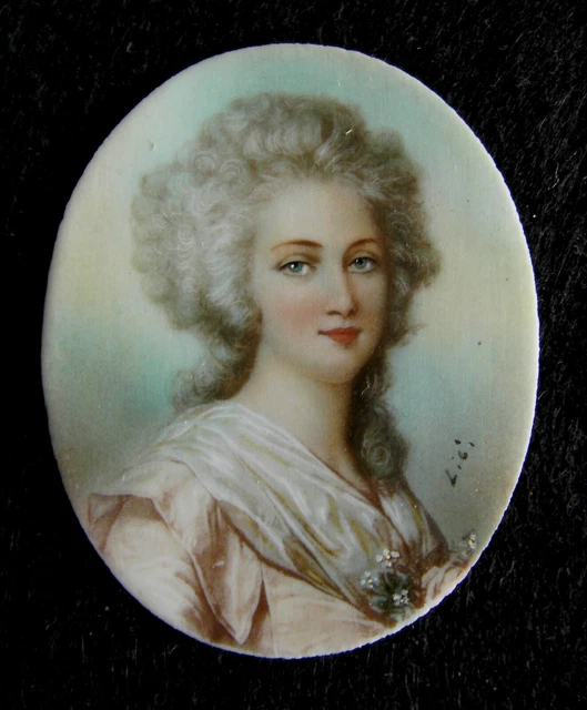 Portrait Miniature Ancien - Représentant Jacqueline De Gaestre, Signé HUBENS - Pièce De Collection D'occasion