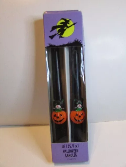 Vintage 10" Halloween Pumpkin With Black Cat Candles Sticks