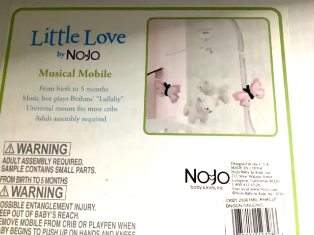 LITTLE LOVE BY NOJO SWEET LLAMA AND BUTTERFLIES MUSICAL MOBILE Great Shape (s13)