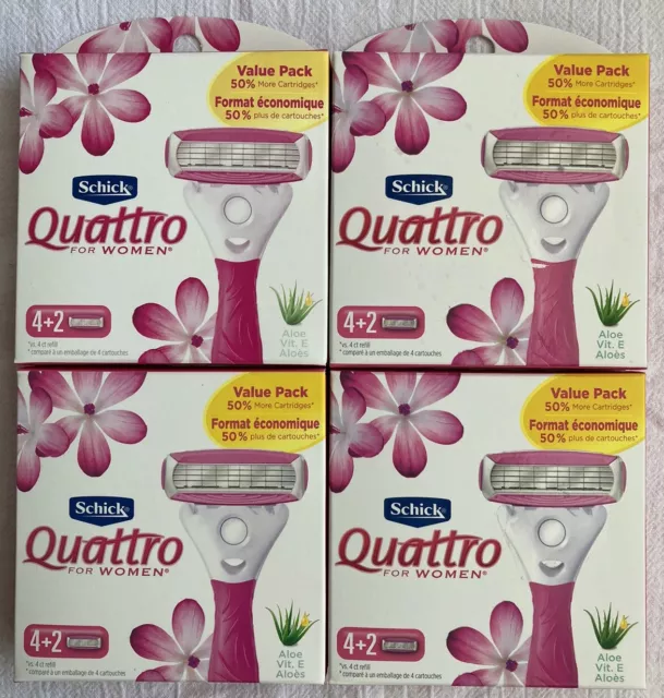 Schick Quattro For Women Aloe & Vitamin E Razor Blade Refills - 24 Cartridges