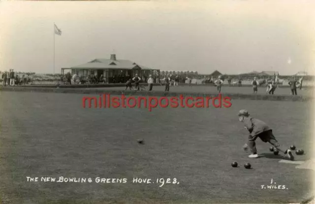 Real Photo Postcard Of The New Bowling Greens, Hove, 1923 (Near Brighton) Sussex