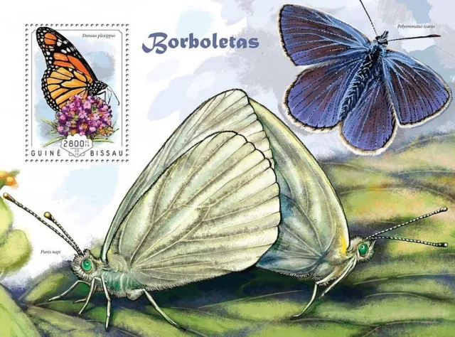 BUTTERFLIES Insects MNH Stamp Sheet #554 (2014 Guinea-Bissau)