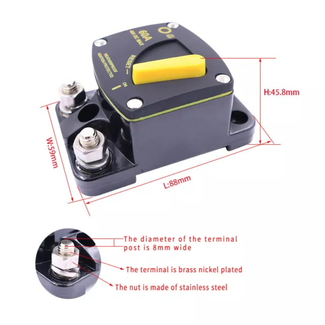 Inversor de fusible de audio estéreo marino automático de 50 ~ 300 amp 12 V interruptor de circuito para automóvil 2