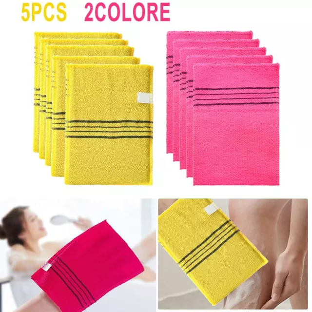 5pcs-Korean Italy Asian Exfoliating Bath Washcloth Body Scrub Shower Soft Towel