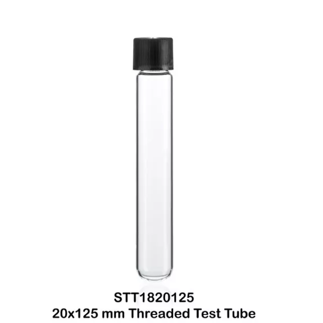 10 Borosilicate Glass Test Tubes w/ Screw Cap 20 x 125 mm - 5 Inch 25 ml .85 Oz