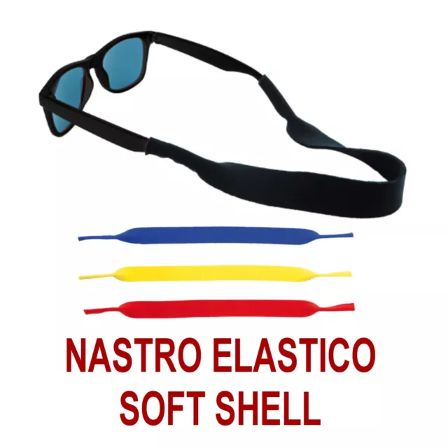 LACCIO OCCHIALI da Sole Vista SOFT SHELL Sportivo ELASTICO NASTRO CORDA BLU NERO