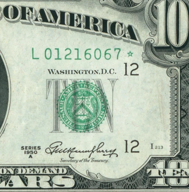 **STAR** $10 1950 A ((HIGHER GRADE VF+++)) Federal Reserve Note DAILY CAUCTION
