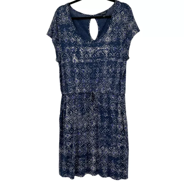 Lucky Brand Dress Womens navy blue Aztec pattern Boho cotton knit size large