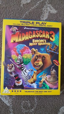 MADAGASCAR 3 EUROPES Most Wanted Bluray / Dvd Kids Includes Slipcase