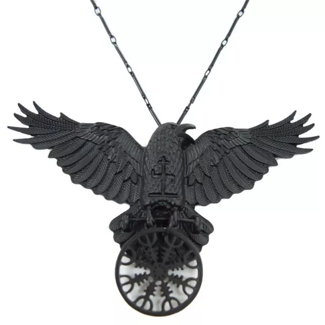 Viking Black Oversized Crow Necklace Hair Clip For Women Punk Jewelry New::UK 2