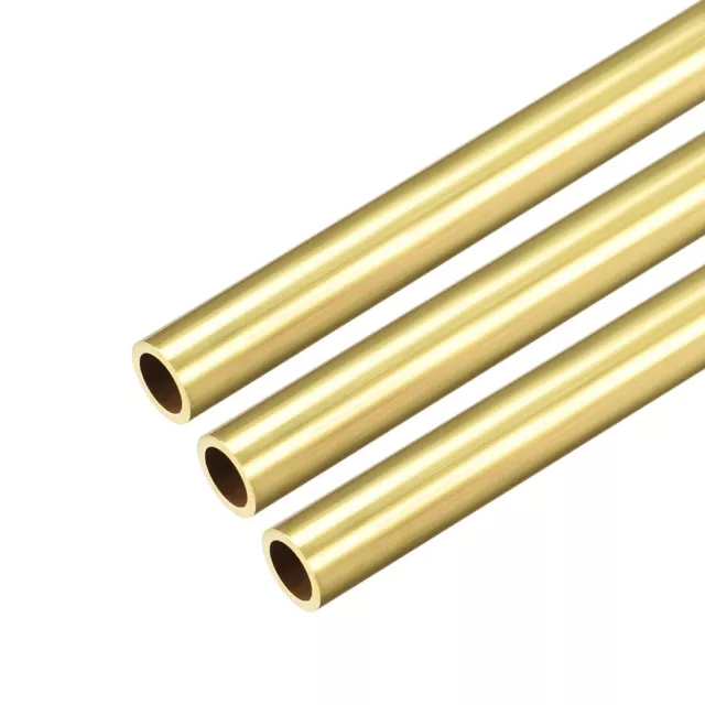 Brass Round Tube 300mm Length 7mm OD 1mm Wall Thickness Seamless Tubing 3 Pcs