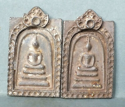 Two Metal Buddha Charms Talisman Thailand