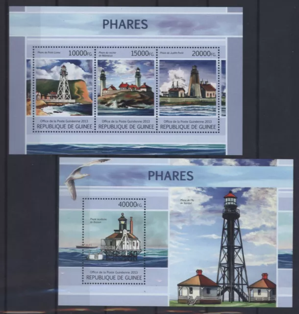 Guinea 2013 - Lighthouses USA Lighthouse - Lighthouses 9713-15 + Block 2203 **