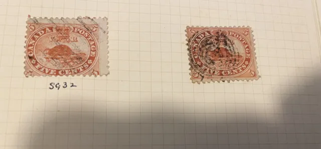 CANADA - Colony of Canada QV SG32, 5c deep red, FINE USED. Cat £22.