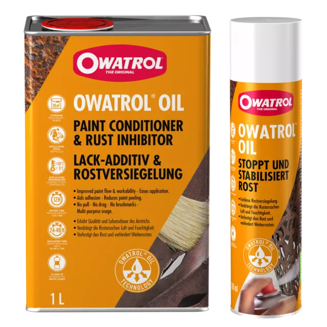 OWATROL Öl OIL Bundle 1 Liter + 1 x 300ml Öl Spray Rostschutz Rostversiegelung