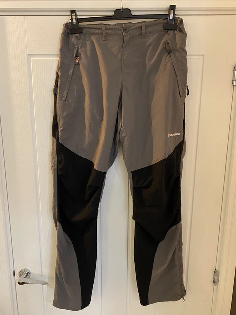 Pantaloni da trekking Montane da uomo grandi - Pantaloni gambe regolari grigi e neri terra