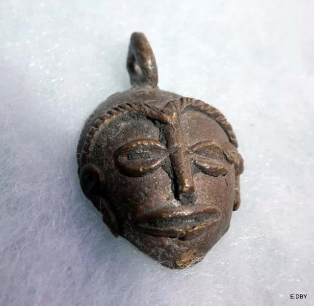 Pendentif Ancien Bronze A La Cire Perdue Afrique  //  Masque Africain