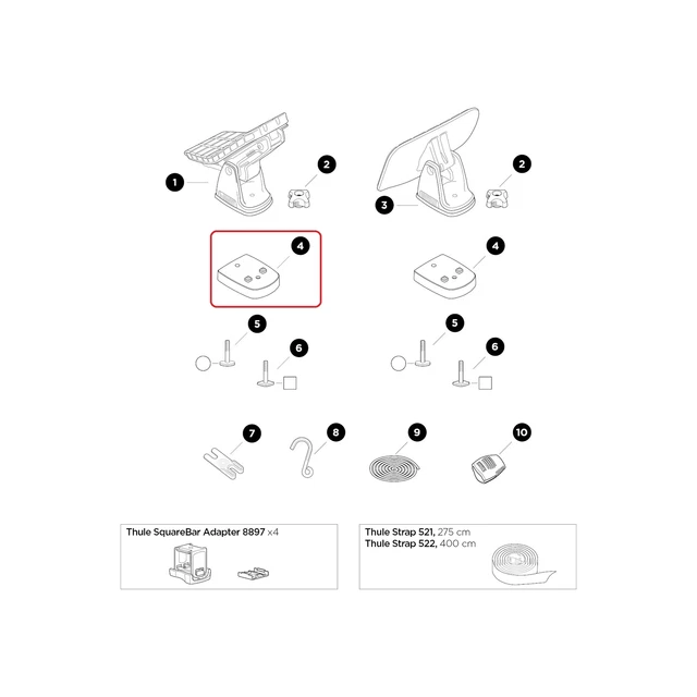 Adattatore barra quadrata Thule per DockGlide DockGrip 52836