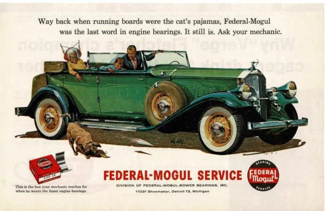 1962 FEDERAL MOGUL Engine bearings 1930s Pierce Arrow art Vintage Print Ad