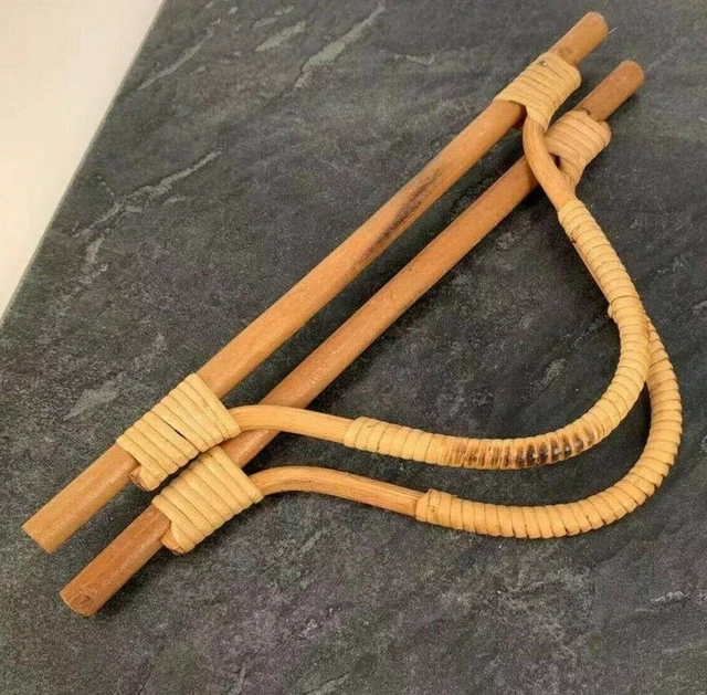 Bambus Tasche Griffe, großes Paar D-förmige Herstellungstaschen Handwerk, Nähen BH12 4
