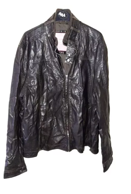 Barneys Gents Black Faux Leather Lined Bomber Jacket Coat Mens Uk Size Xl .