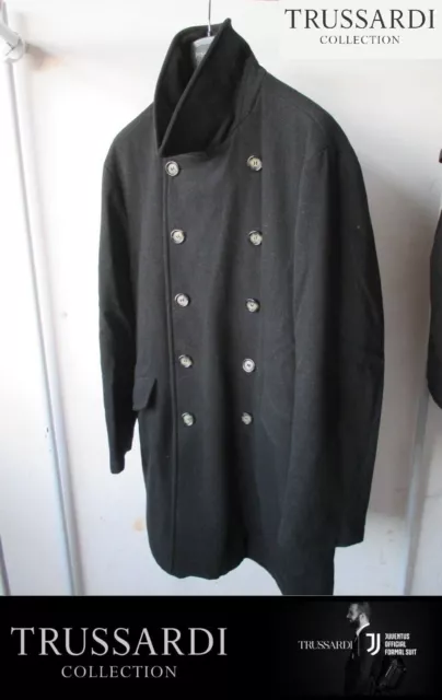 Cappotto Peacoat Trussardi Doppio Petto Lana Uomo Giaccone Made In Italy Giacca
