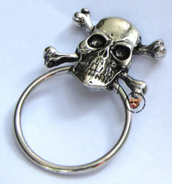 Skull And Cross Bones Pin With Sunglass Holder ** Made In Usa **