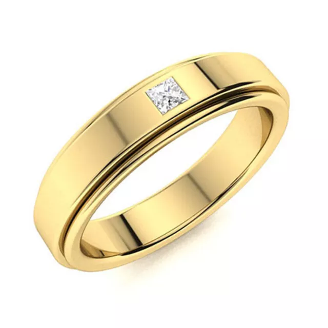 Anello di fidanzamento da uomo Princess Real Diamond da 0,06 carati in oro...