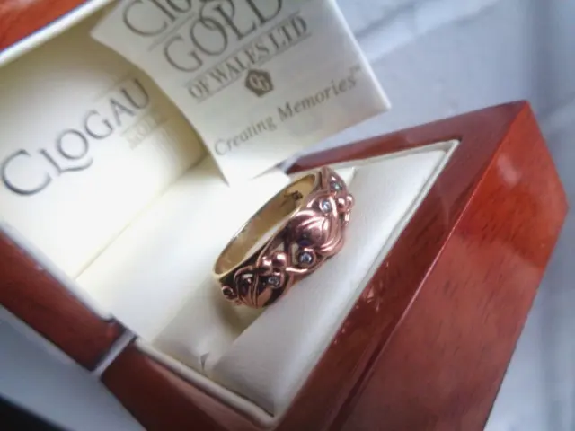Clogau Welsh 9ct Rose & Yellow Gold Tree Of Life DIAMOND Ring c.1990s  -  Size S