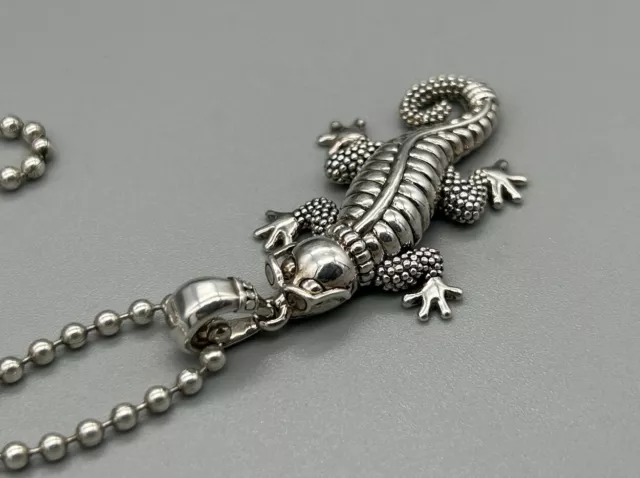 Estate LAGOS Rare Wonders Gecko Reptile Sterling Silver Pendant Necklace 2