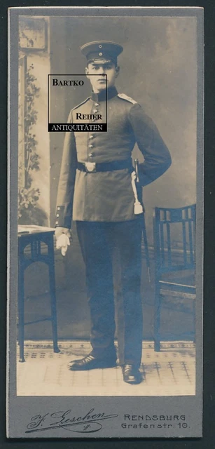 Foto ca. 1910 Rendsburg dt. Soldat in Uniform mit Bajonett u Schlagband Portepee