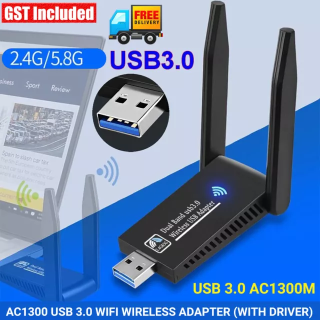 WIFI Wireless Adapter AC1300 USB 3.0 Dongle 802.11ac 5GHz Dual Band 11AC AU