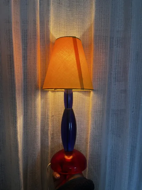 Vintage Funky Memphis Style Table Lamp tested RARE red blue