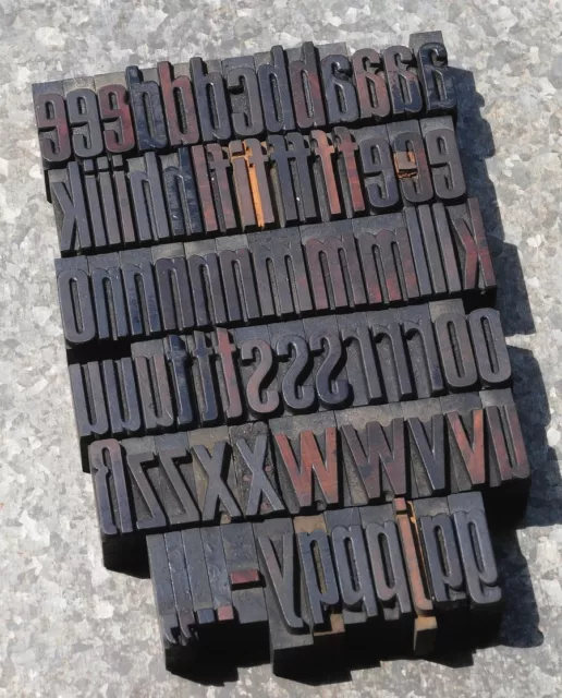 a-z alphabet 31mm letterpress wooden printing blocks wood type vintage printing*