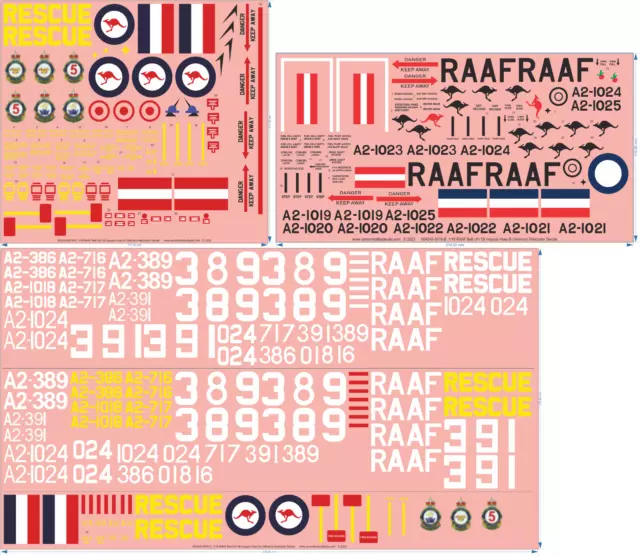 RAAF Bell UH-1B Iroquois Huey B (Vietnam) Helicopter - 1/18 1/32 - Water Decal